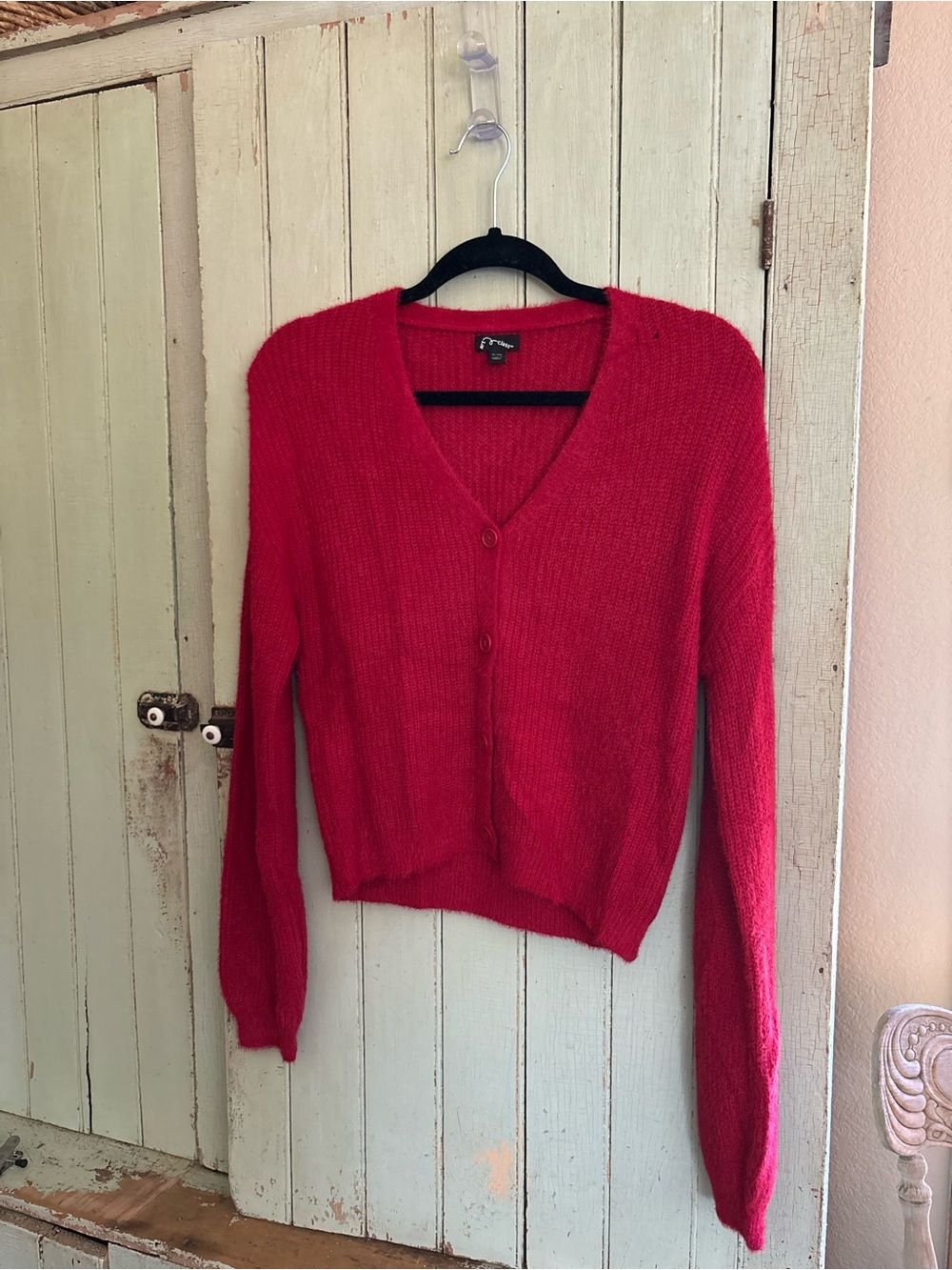 art class Bright Red V-Neck Button Cardigan